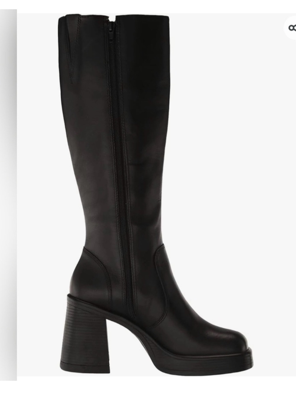 Steve Madden Fanatik Black Knee-High Block Heel Lug Boots - Picture 2 of 6